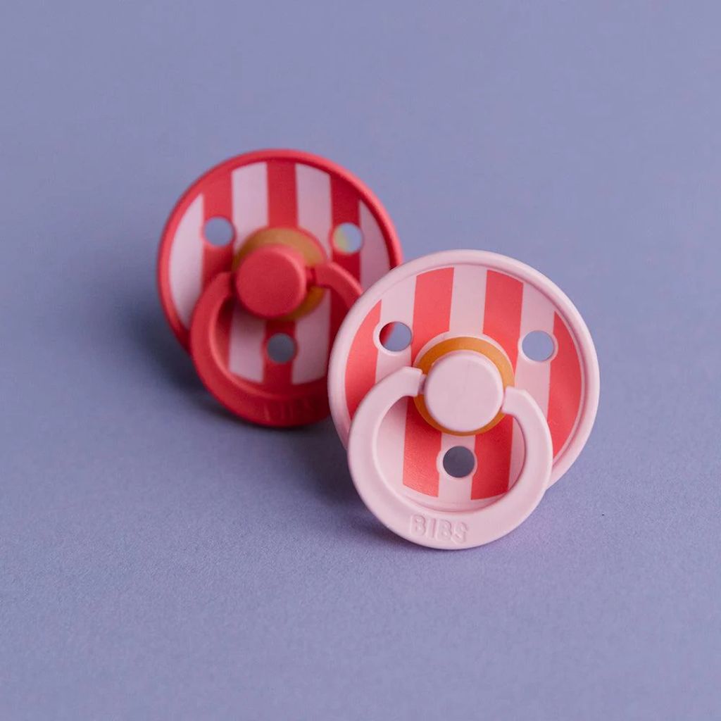 Bibs Fopspeen + 0 maanden STUDIO Pack Block Baby Pink Coral Mix - 2 stuks