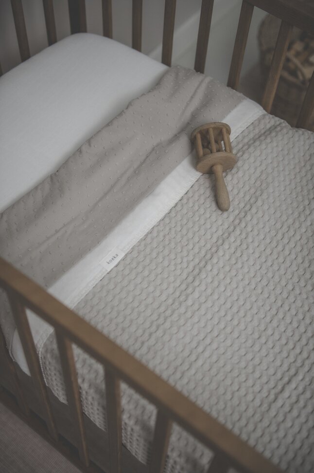 Koeka Deken voor wieg of park Amsterdam Cotton fleece wafel Sand 