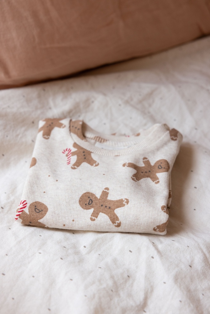 pyjama 2-delig Casey Cookie kerst, Offwhite melange, Uniseks